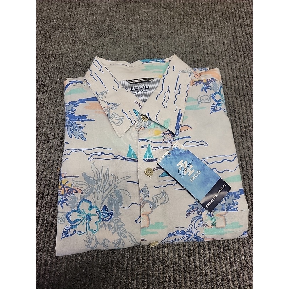 NWT Mens Large Hawaiian Tropical Short Sleeve‎ Button Down Shirt